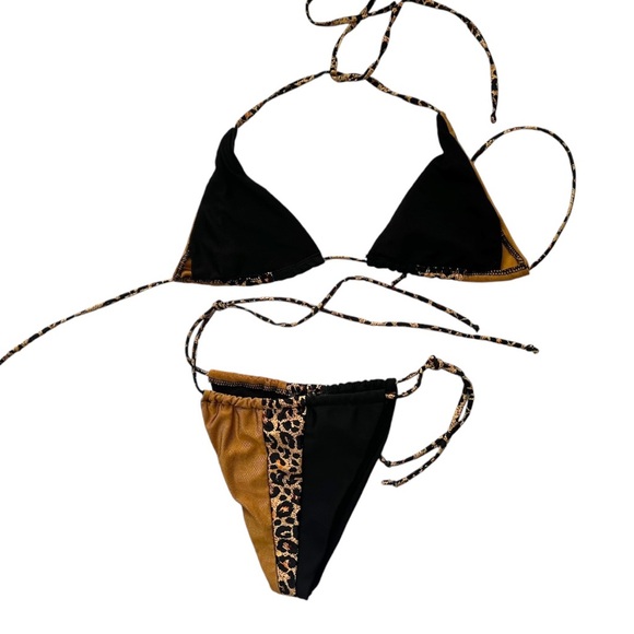 Leopard Print 2 Piece Bikini Swimsuit Size XS - Picture 2 of 2